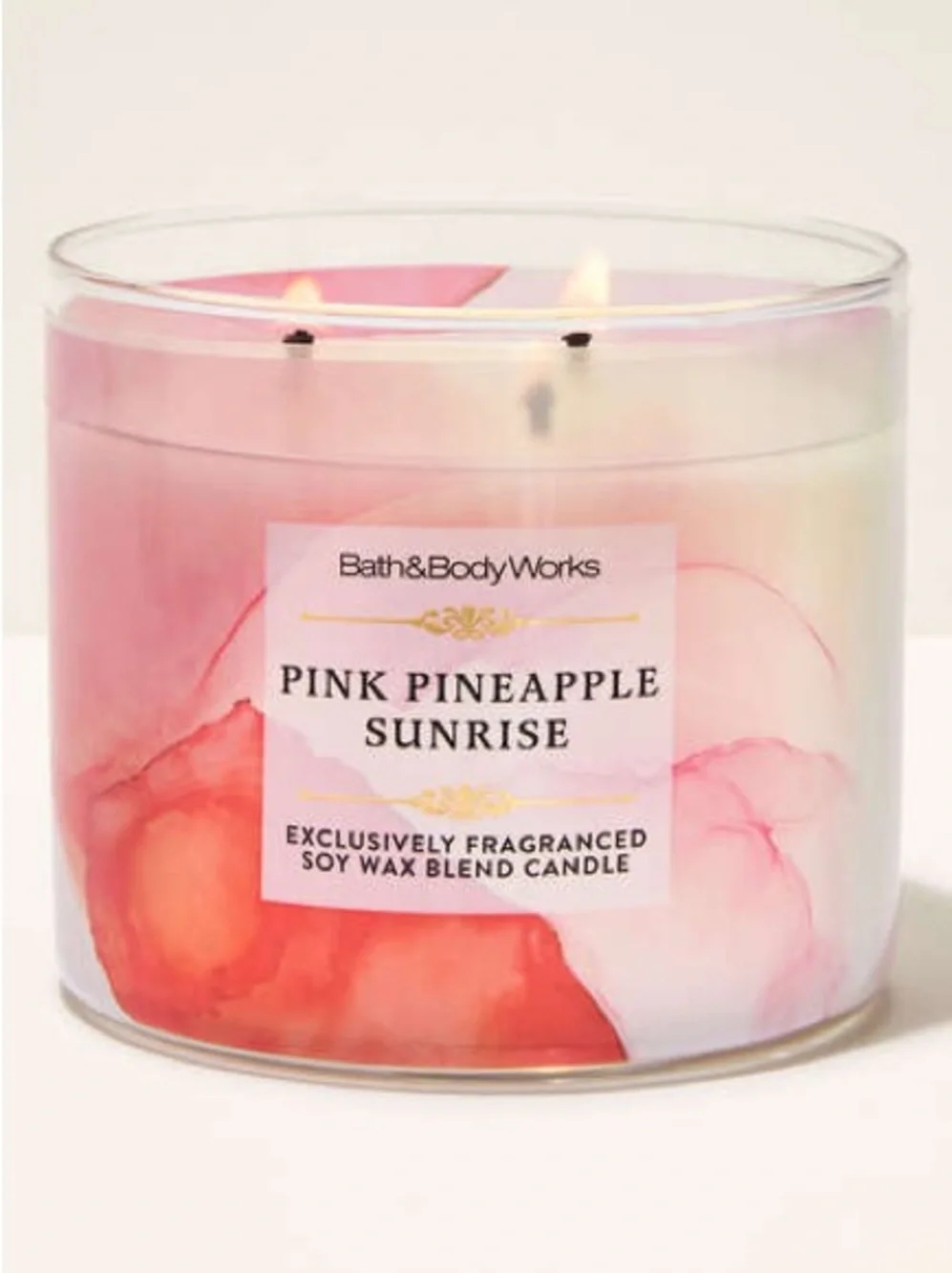 Bath & Body Works Pink Pineapple Sunrise 3-Wick Candle - Pink and Coral
